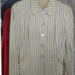 Ladies 1940's blazer, cream colored with dark navy blue stripes