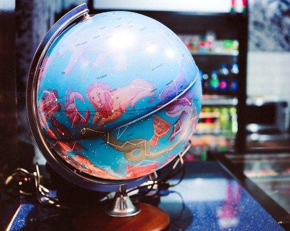 Tilted astrological globe